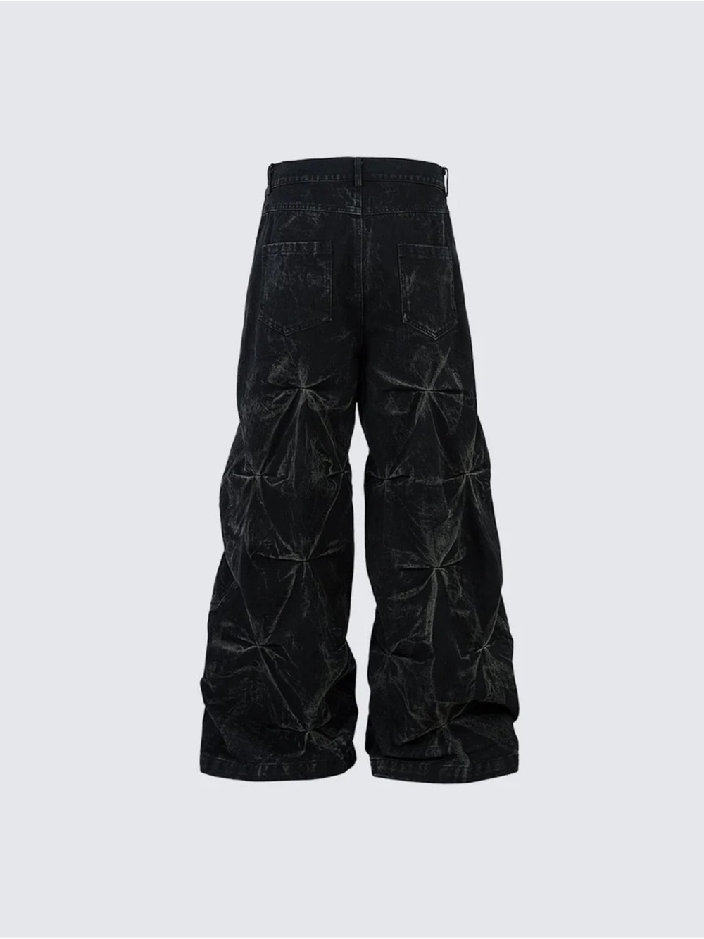 Kiikio NWT Black Crinkled Denim Cargo Pants - Men's Wide Leg